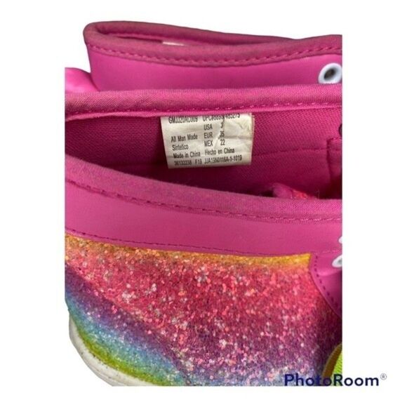 Jojo Siwa Pink Rainbow Glitter Hi Top Sneakers 3 Girls - Picture 8 of 8